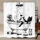 Cortina de chuveiro Mitpok Funny Skull Gothic Halloween 150x180cm
