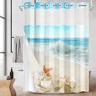 Cortina de chuveiro Nesphy No Hook Beach Starfish com forro 180x188cm
