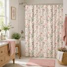 Cortina de chuveiro NYMB rosa floral impermeável 180x180cm poliéster Cortina de chuveiro NYMB rosa floral impermeável 180x180cm poliéster