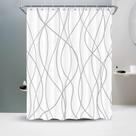 Cortina de chuveiro Punkray Cinza/Branco Listrado Poliéster 180x180cm