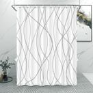 Cortina de chuveiro Punkray Cinza/Branco Listrado Poliéster 54x72cm