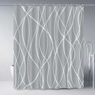 Cortina de chuveiro Punkray cinza claro com ganchos 180x180cm