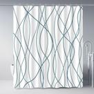 Cortina de chuveiro Punkray Lake Blue 180x180cm repelente de água