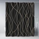 Cortina de chuveiro Punkray Preto/Marrom Listrado Poliéster 180x180cm