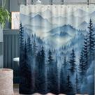 Cortina de chuveiro QGHOT Mountain Azul Marinho Poliéster 180x180cm