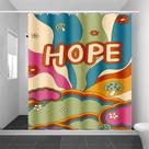 Cortina de chuveiro retrô colorida HOPE Letter Waterproof