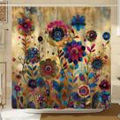 Cortina de chuveiro retro Mandala Floral Poliéster 180x180cm