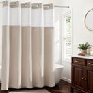 Cortina de chuveiro River Dream Linen texturizada com forro de encaixe
