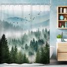 Cortina de chuveiro Riyidecor Green Mountain Nature 180x180cm