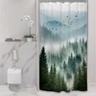 Cortina de chuveiro Riyidecor Small Stall Mountain 90x180cm verde Cortina de chuveiro Riyidecor Small Stall Mountain 90x180cm verde