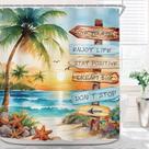 Cortina de chuveiro Riyidecor Tropical Beach Palm Tree 180x180cm