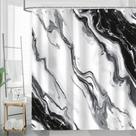 Cortina de chuveiro Sokdcam em mármore abstrato preto e branco