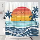 Cortina de chuveiro Sunset Beach Tropical 180x200cm poliéster