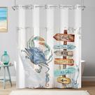 Cortina de chuveiro TQUQOBU No Hook Blue Crab com forro de encaixe