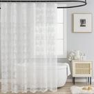 Cortina de chuveiro TUDECO de renda branca com saia 180x180cm poliéster