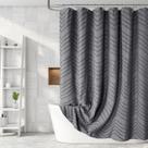 Cortina de chuveiro TURKIO Boho Grey Tufted Chevron Striped Cortina de chuveiro TURKIO Boho Grey Tufted Chevron Striped