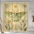 Cortina de chuveiro Vintage Moth Floral Poliéster 180x180cm Cortina de chuveiro Vintage Moth Floral Poliéster 180x180cm