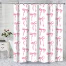 Cortina de chuveiro Wirfray Bows rosa impermeável para meninas 180x180cm