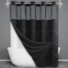 Cortina de chuveiro WONICY Extra Long Tufted Chevron Black