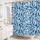 Cortina de chuveiro Worthwhile Goods Matisse azul/branca 180x180cm