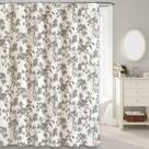 Cortina de chuveiro WOUVMA Floral Black Algodão Linho 180x200cm