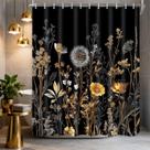 Cortina de chuveiro Ydbkt Black Modern Luxury Preto/Dourado 180x180cm Cortina de chuveiro Ydbkt Black Modern Luxury Preto/Dourado 180x180cm