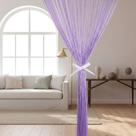 Cortina De Corda Franja Decorativa Segue Com Varão Regulável Cor:Lilas