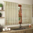 Cortina de Cozinha em Renda Tulipa 1,20x2,20m com Bando Decoração Delicada para Janela e Cozinha