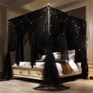 Cortina de Dossel para Cama VETHIN - 4 Cantos - Modelo Princesa - Preto