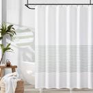 Cortina de Ducha Jinchan Verde/Blanca a Rayas 180x180 cm con Ganchos