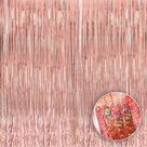 Cortina de franjas KatChon em ouro rosa iridescente de 3,2 x 8 pés, pacote com 2