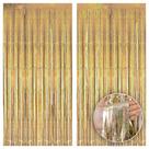 Cortina de fundo com franjas KatChon Champagne Gold, 3,2 x 8 pés, pacote com 2