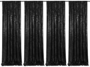 Cortina de fundo de lantejoulas SoarDream Black 4 unidades 60x240cm