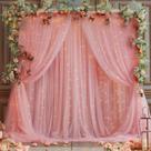 Cortina de fundo Party Talk Dusty Rose Tule com luzes de 30 x 8 pés