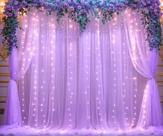Cortina de Fundo Suppromo - Tule Roxa 3x3m com Luzes