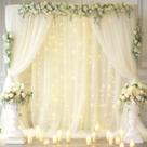 Cortina de fundo transparente PARTISKY Ivory Tulle 6x2,4m com luzes Cortina de fundo transparente PARTISKY Ivory Tulle 6x2,4m com luzes