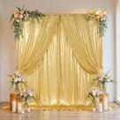 Cortina de lantejoulas dourada Backdrop Outpain 6x3m sem rugas