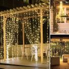 Cortina De Luz 300 Leds 3X3 Metros Fio De Fada Cordão Com Controle Decoração Natal Ano Novo Usb Branco Frio