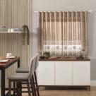 Cortina de Renda Bule 2,80x1,50 com Bandô 30cm Para Janela Cozinha Nude Escuro