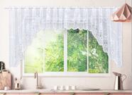 Cortina de Renda Cascata Capri Bule e Floral Beija Flor