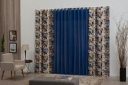 Cortina De Sala Quarto Estampada 3.00m Largura x 2.50m Altura Azul