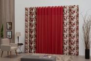 Cortina De Sala Quarto Estampada 3.00m Largura x 2.50m Altura Vermelha