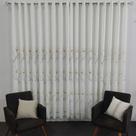 Cortina De Voil Para Sala/Quarto/Suíte Bordado Floral Forrada 7,00x2,50