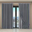 Cortina Dual Forro Microfibra C/ Voil Liso 5,60m X 2,70m 100% Poliéster - Cinza Cortina Dual Forro Microfibra C/ Voil Liso 5,60m X 2,70m 100% Poliéster - Cinza