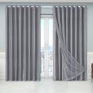 Cortina Dual Forro Microfibra c/ Voil Xadrez 5,60m x 2,70m 100% Poliéster - Cinza Cortina Dual Forro Microfibra c/ Voil Xadrez 5,60m x 2,70m 100% Poliéster - Cinza