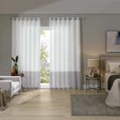 Cortina Duplex Mônaco com Forro Corta Luz 2,50m de Altura para Varão de 2,50m a 3,00m Barra Branco/Aluminio