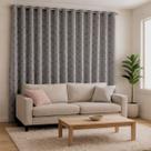 Cortina em Tecido Blackout 70% 2,80m x 1,70m Para Janela Quarto e Sala Estampada Flor Cinza