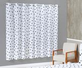 Cortina Estampada 2,00m x 1,80m para Varão - Coração Branco e Preto