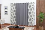 Cortina Estampada para Sala e Quarto Cinza 2,00m X1,40 m