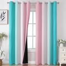 Cortina Estelar Textiler 132x213cm Rosa Teal Gradient Blackout